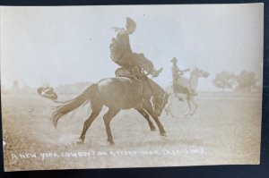 Mint USA Real Picture Postcard New York Cowgirl On A Texas Hoss