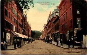 Postcard Hanover Street in Manchester, New Hampshire