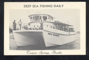 TARPON SPRINGS FLORIDA DEEP SEA FISHING BOATS VINTAGE ADVERTISING POSTCARD