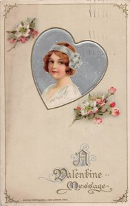 J82/ Valentine's Day Love c1910 Postcard John Winsch Cupid Woman 227