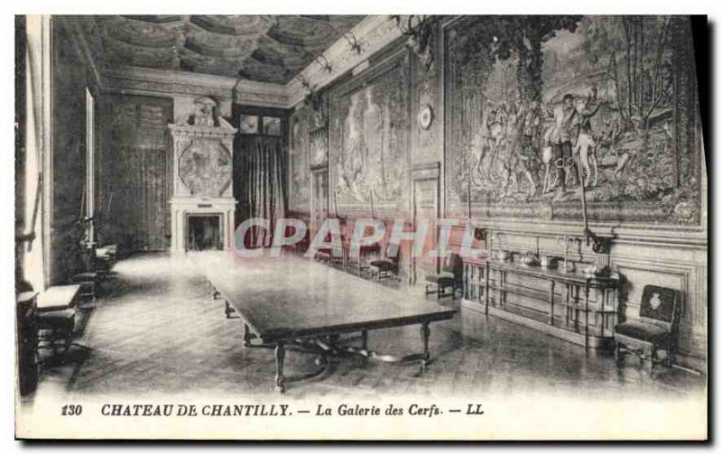 Old Postcard Chateau de Chantilly Galerie des Cerfs