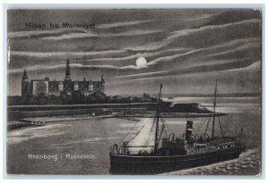 1907 Kronborg in Moonlight Greetings from Marienlyst Norway Postcard