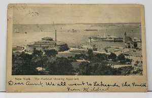 New York Harbor Showing The Aquarium Early udb Glitter Decorated Postcard G8