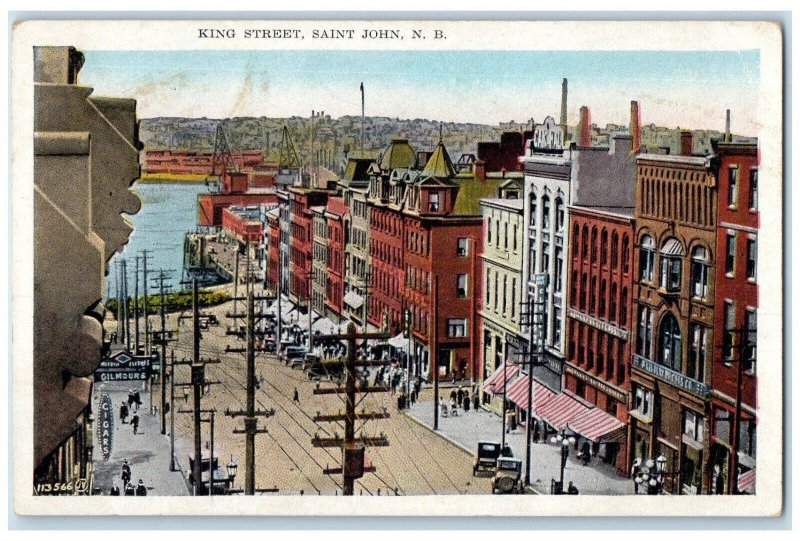 c1920's Aerial View King Street Saint John New Brunswick Canada Postcard