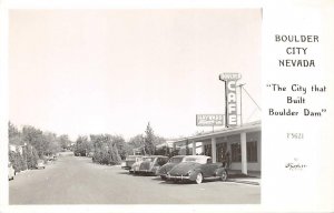 RPPC BOULDER CITY Roadside Street Scene Nevada Frashers c1940s Vintage Postcard