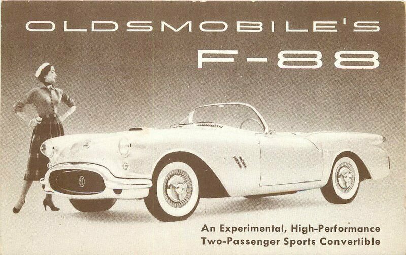 1950s Oldsmobile F-88 Experimental Sports Convertible Auto Advertising Postcard