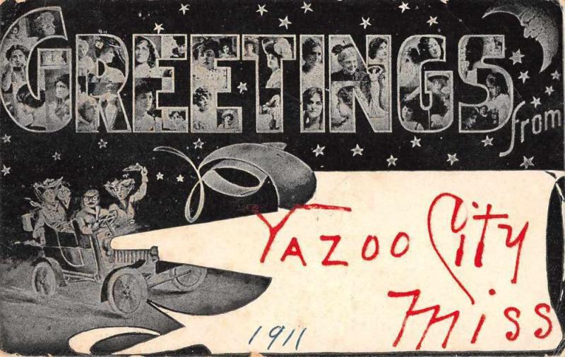 Yazoo City Mississippi Greetings Large Letter Antique Postcard J71406