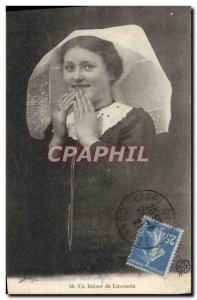 Old Postcard A Kiss Folklore Limousin