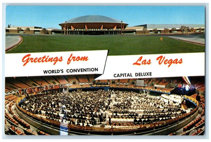 c1960 Greetings From World's Convention Capital Deluxe Las Vegas Nevada Postcard