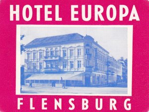 Germany Flensburg Hotel Europa Vintage Luggage Label sk2030