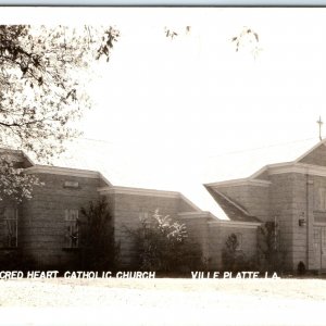 1944 Ville Platte, LA RPPC Sacred Heart Catholic Church Chapel Real Photo A147