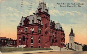 J82/ Huntsville Alabama Postcard c1910 Post Office First Methodist Church 186