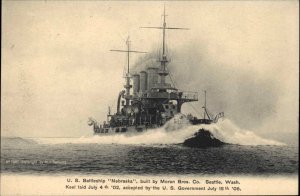 US Navy Battleship Nebraska Moran Bros Co Seattle WA c1910 Postcard