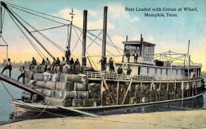 Steamer, At Wharf, Loaded with Cotton,Memphis TN,Mississippi River,Old Postcard
