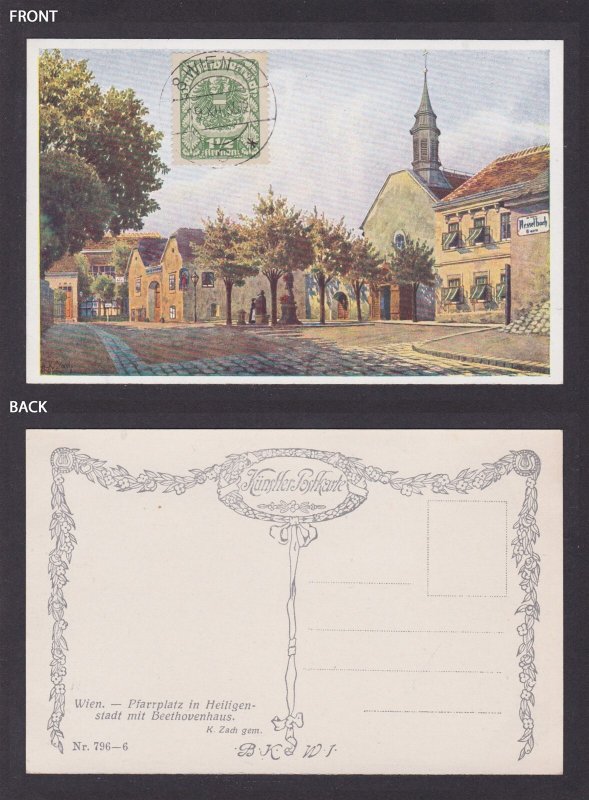 Postcard, Austria Vienna, Pfarrplatz in Heiligenstadt mit Beethovenhaus