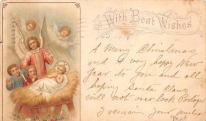 CHRISTMAS HOLIDAY BABY JESUS & ANGELS PORTAGE DES SIOUX MISSOURI POSTCARD 1906