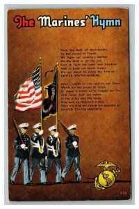 Vintage 1940's WW2 Military Postcard The Marines' Hymn Marching Soldiers