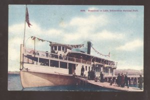 YELLOWSTONE NATIONAL PARK MONTANA LAKE STEAMBOAT VINTAGE POSTCARD 1910