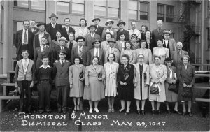 1947 Thornton & Manor Dismissal Class RPPC Photo Postcard 10544