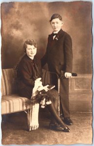 c1920s Berlin, Germany RPPC Confirmation Boy Girl Real Photo PC Carl Bosse A124