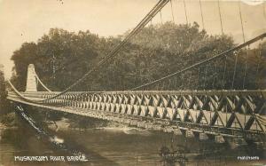 Dresden Ohio Original Suspension Bridge C-1910 RPPC real photo postcard 10814