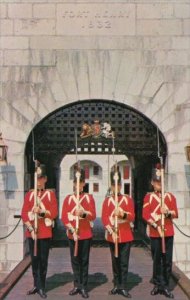 Canada Sentries Guarding Drawbridge and Main Gateway At Old Fort Henry Kingst...