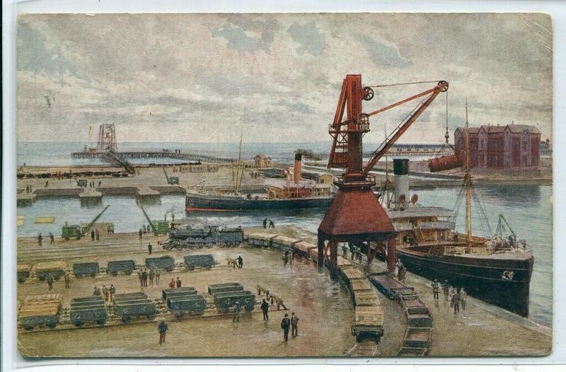 Immingham Port Wharf Docks Ships GCR Railway Crane Lincolnshire UK postcard