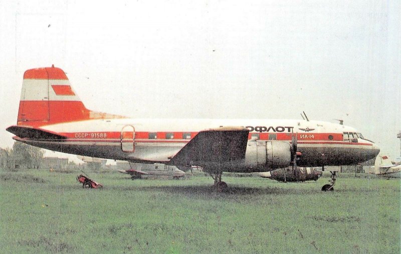 AEROFLOT (POLAR) IL-14 CCCP-91588 c/n unknown Airline Airplane Postcard