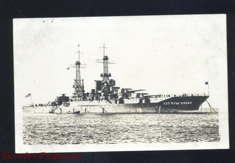 RPPC U.S. NAVY BATTLESHIP USS NEW MEXICO VINTAGE REAL PHOTO AZO POSTCARD SHIP