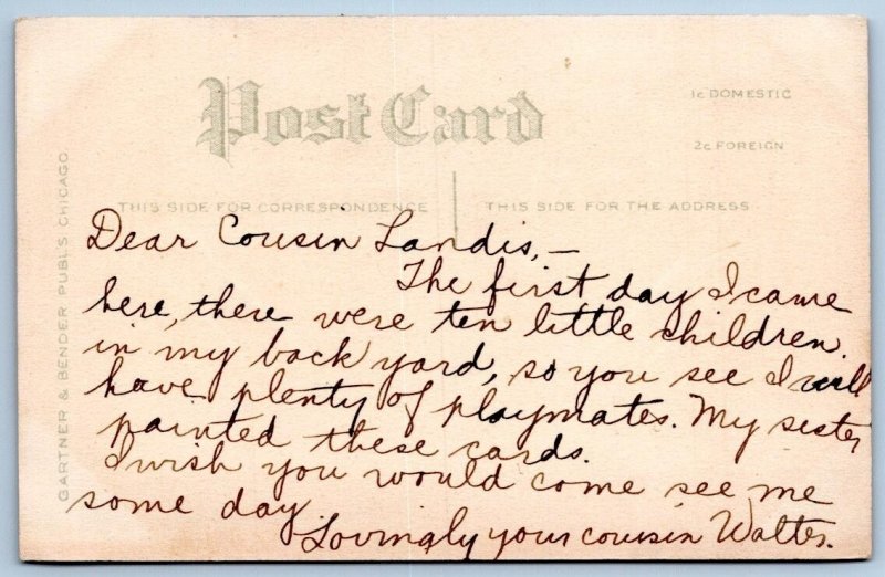 1907-10s LOVING EASTER GREETING CHILDREN BABY CHICKS read msg on back POSTCARD