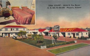 Linen Postcard Zira Court Hotel Motel in Phoenix, Arizona~120125