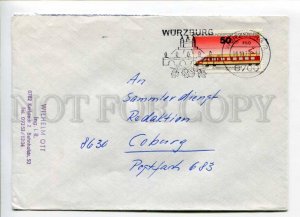 421810 GERMANY 1975 year Wurzburg ADVERTISING real posted COVER w/ train stamp