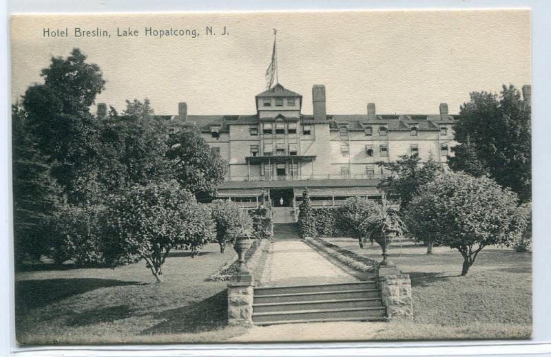 Hotel Breslin Lake Hopatcong New Jersey 1907 postcard