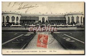 Old Postcard Deauville flowered beach casino