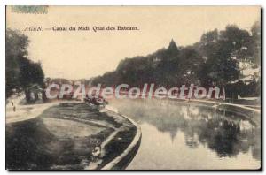 Postcard Old Canal Du Midi Agen Quai Des Charter