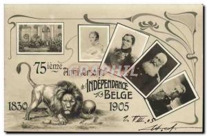 Old Postcard 75th anniversary of Belgian independence 1830 1905 Lion Kings