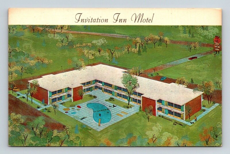 Edgewood Maryland Invitation Inn Birds Eye View Hotel Building DB Postcard 