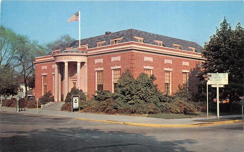 Georgetown Delaware~US Post Office~US Air Force? Sign on Sidewalk~1950s Postcard