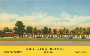 Linen Multiview Roadside Postcard Sky-Line Motel, Gary IN, US Hwy 12 Curt Teich