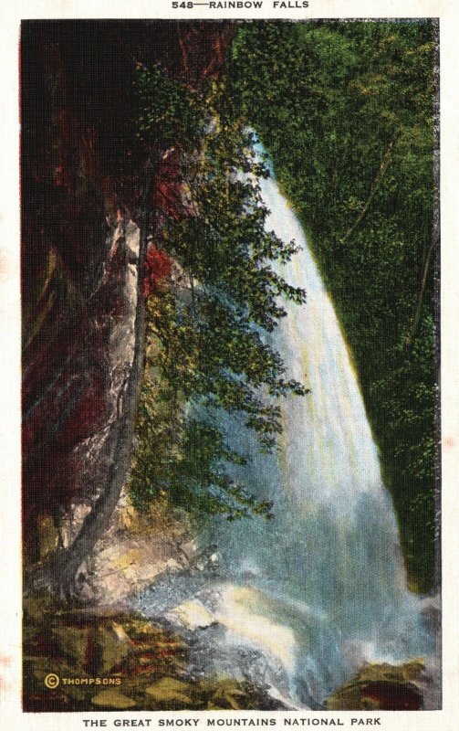 Vintage Postcard Rainbow Falls Waterfalls Great Smoky Mountains ...