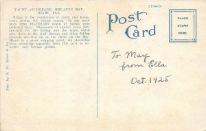 Miami Florida 1925 Postcard Harbor Scene Biscayne Bay Boats