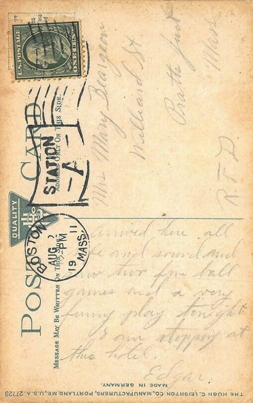 Boston MA Castle Square Theatre and Hotel Old Car in 1911 Postcard