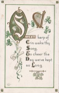 Saint Patrick's Day With Gold Harp 1910