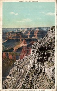 USA Grand Canyon Arizona Shear Walls On Hermit Rim Road Vintage Postcard 08.65