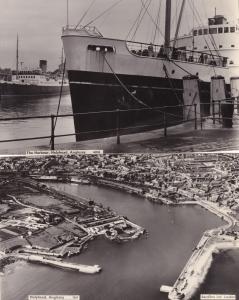 Holyhead Harbour Anglesey 2x Aerial & Ship Real Photo Old Postcard s