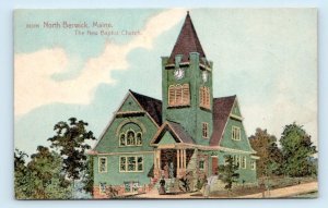 NORTH BERWICK, Maine ME ~ New BAPTIST CHURCH c1910s York County Postcard