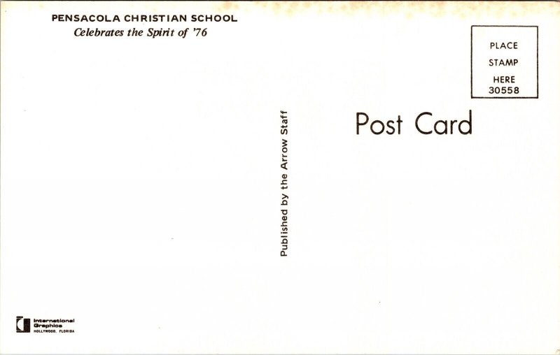 Pensacola Christian School Unposted Vintage Florida Postcard 