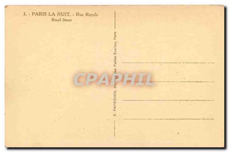 Old Postcard Paris la Nuit Rue Royale