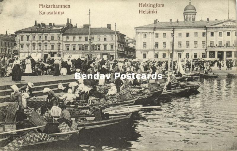 finland suomi, HELSINKI HELSINFORS, Fiskarhamnen Kalasatama, Fish Market (1910s)