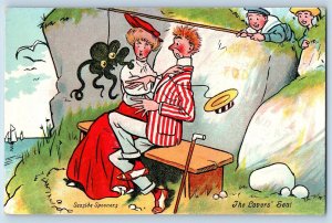 Seaside Spooners Postcard The Lovers Seat Children Scared The Couple Octopus